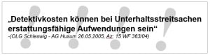 erstattung von Detektiv-Kosten 1